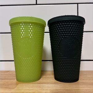 Starbucks Textured Tumbler Set - Green glow in the dark and Dark Green